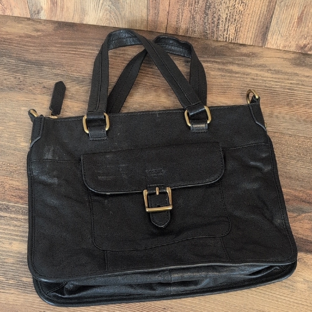 Fossil Black Leather Hand Bag Shoulder Hand Bag Crossbody 1010A